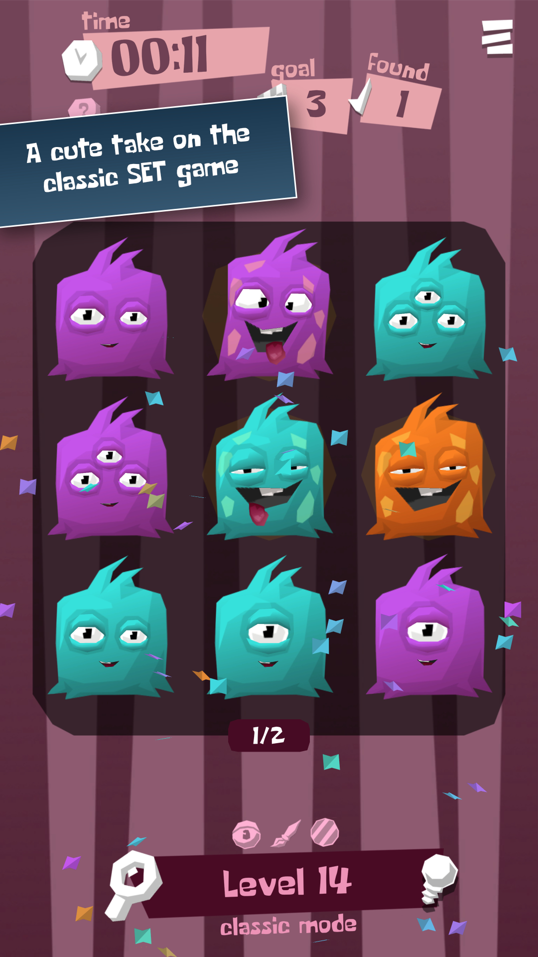 Monster Set Go! - A cute take on the classic SET game
