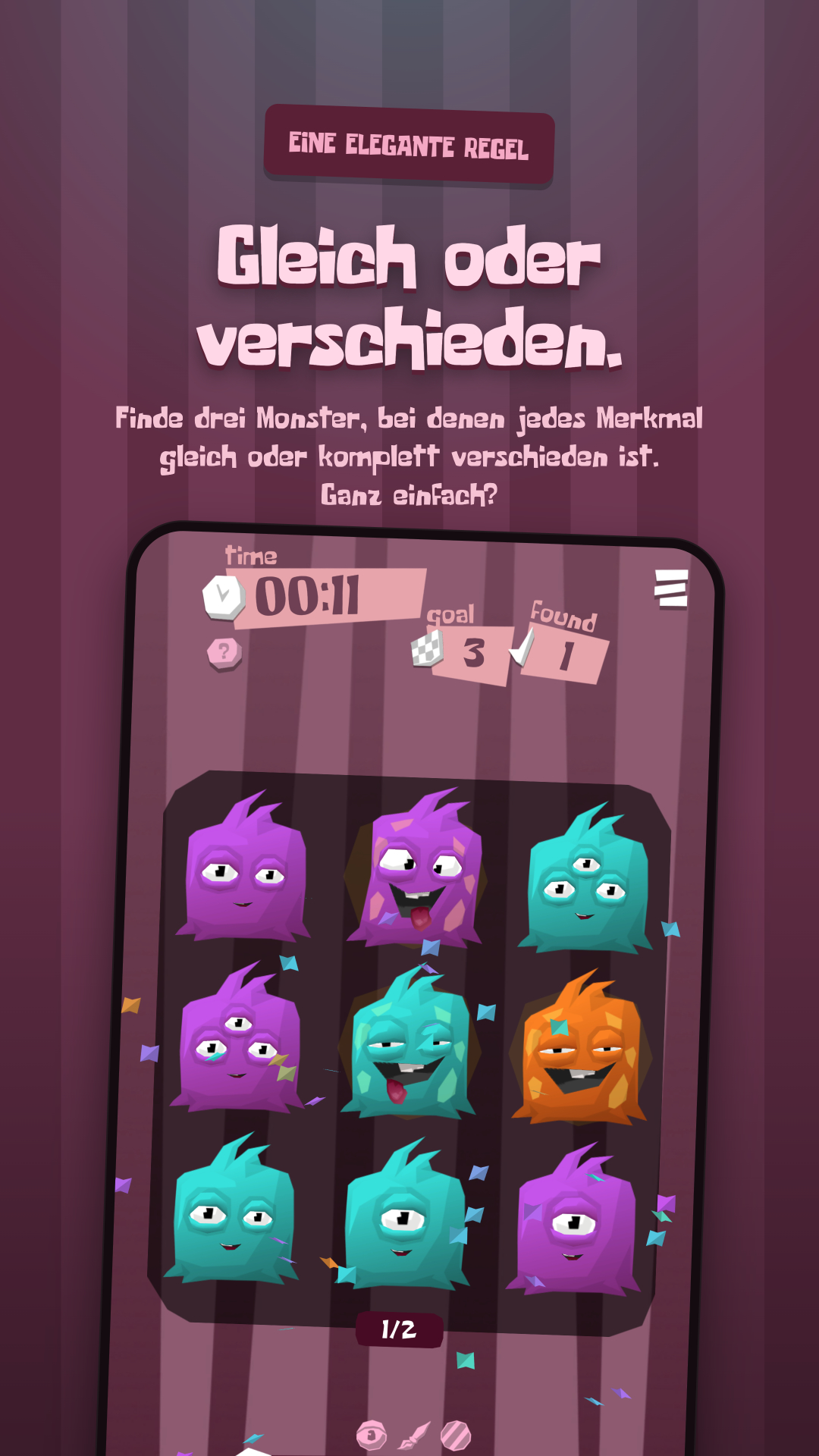 Monster Set Go! - Eine Elegante Regel: Gleich oder verschieden