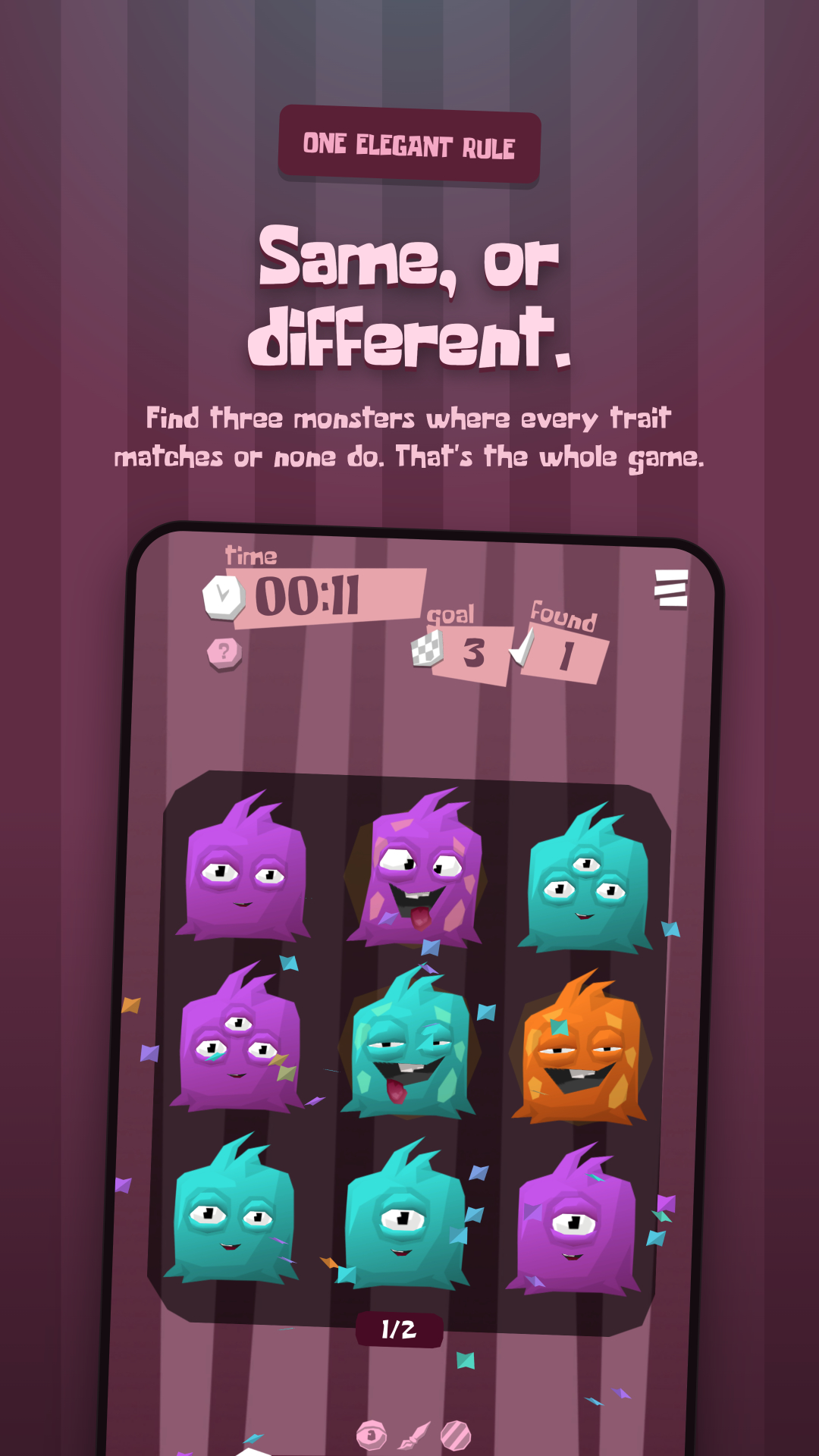 Monster Set Go! - One elegant rule: Same, or different.