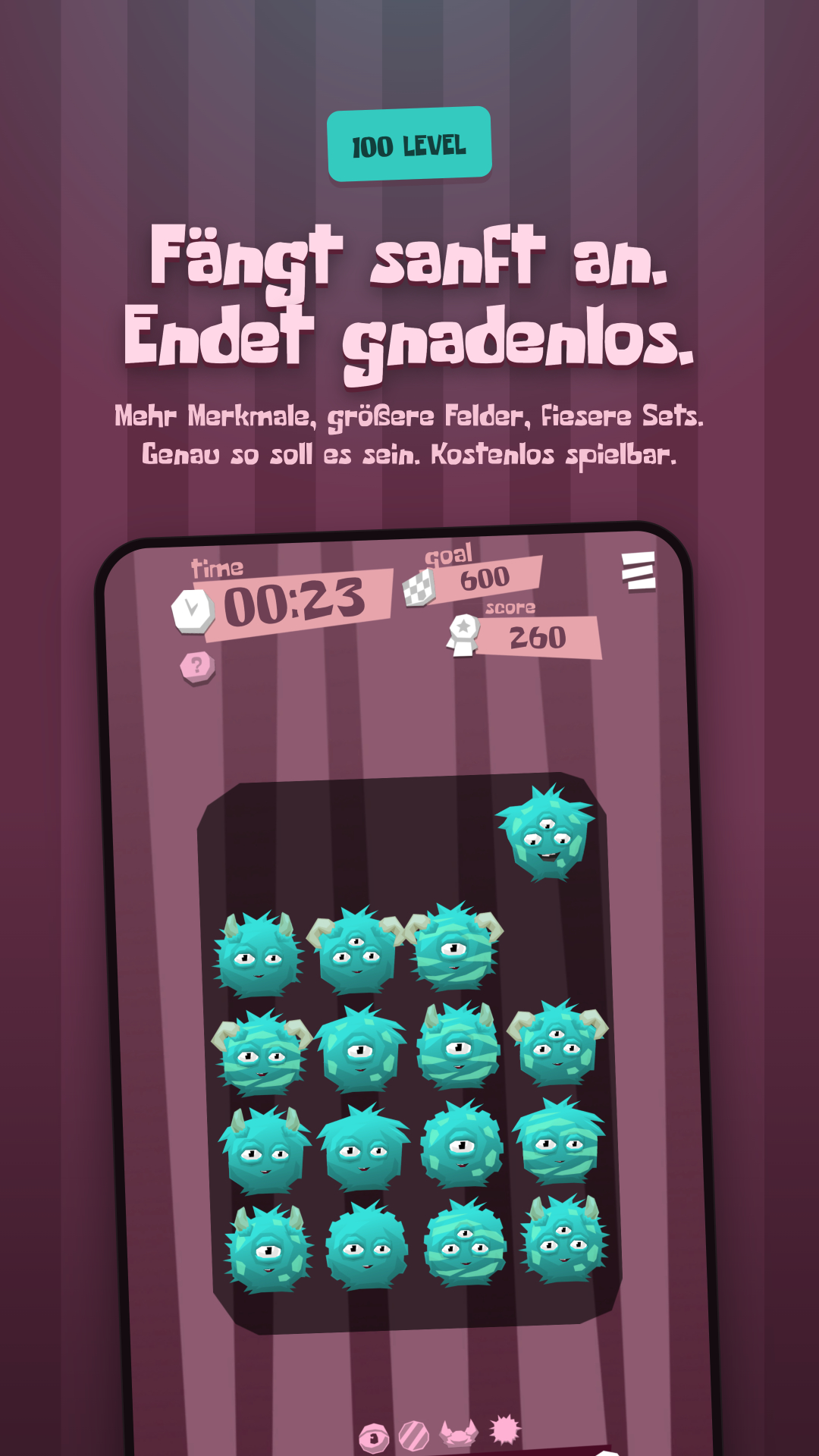 Monster Set Go! - 100 Level: Fängt sanft an. Endet gnadenlos.